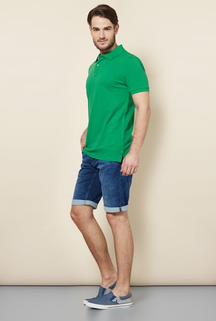 celio* Green Solid Polo T-Shirt celio* Green Solid Polo T-Shirt