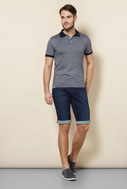 celio* Navy Pin Striped Polo T-Shirt celio* Navy Pin Striped Polo T-Shirt