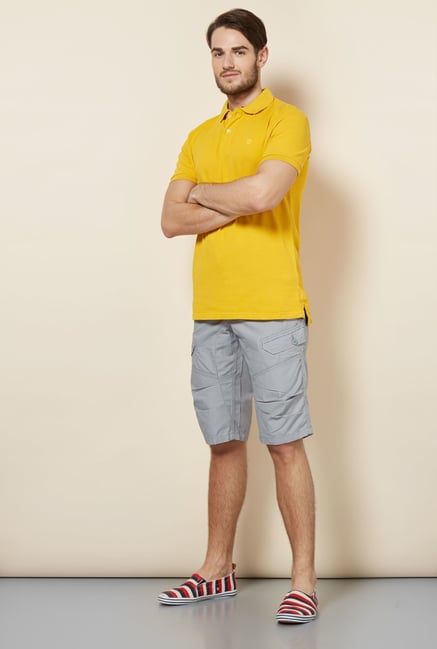celio* Grey Solid Cotton Shorts celio* Grey Solid Cotton Shorts