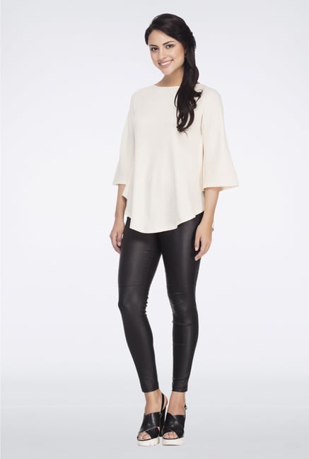 Femella Off White Waffle Knit Poncho Femella Off White Waffle Knit Poncho