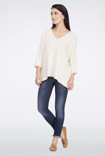 Femella Off White V Neck Jersey Top Femella Off White V Neck Jersey Top