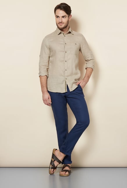 celio* Beige Solid Casual Shirt celio* Beige Solid Casual Shirt
