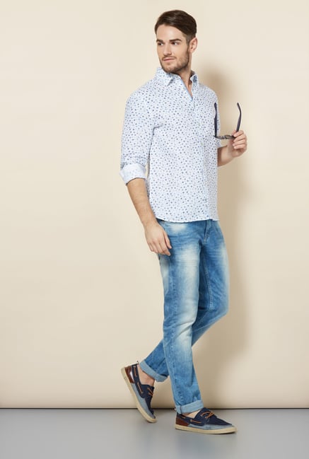 celio* White Floral Casual Shirt celio* White Floral Casual Shirt