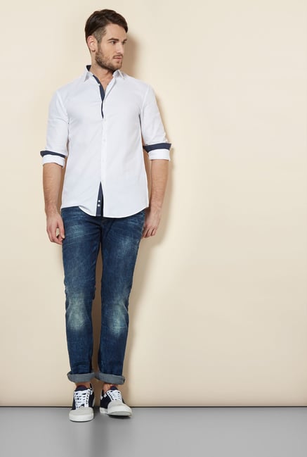 celio* White Solid Slim Fit Casual Shirt celio* White Solid Slim Fit Casual Shirt