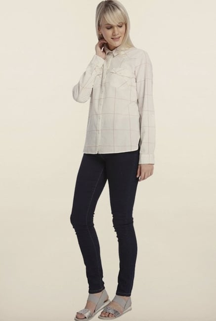 Vero Moda White Checks Casual Shirt Vero Moda White Checks Casual Shirt