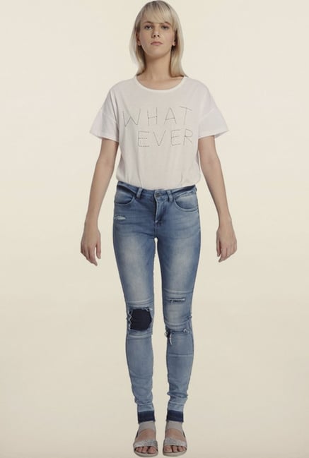 Vero Moda Blue Denim Distressed Jeans Vero Moda Blue Denim Distressed Jeans