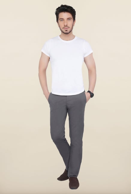 Cottonworld Grey Solid Cotton Trouser Cottonworld Grey Solid Cotton Trouser