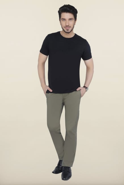 Cottonworld Olive Solid Cotton Trouser Cottonworld Olive Solid Cotton Trouser