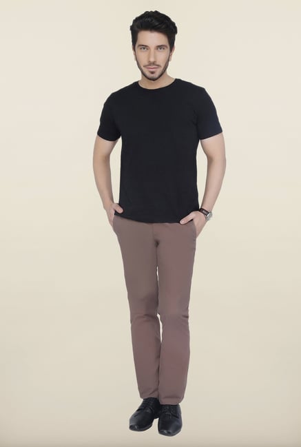 Cottonworld Brown Solid Cotton Trouser Cottonworld Brown Solid Cotton Trouser