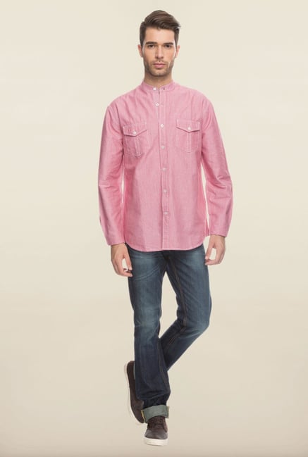 Cottonworld Pink Solid Cotton Casual Shirt Cottonworld Pink Solid Cotton Casual Shirt