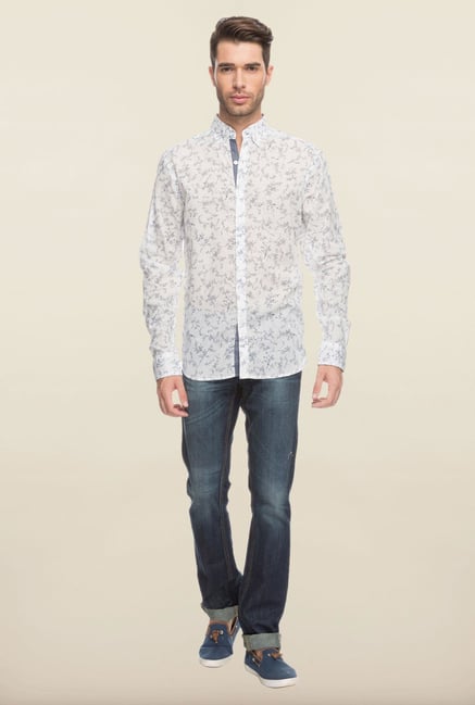 Cottonworld White Printed Shirt Cottonworld White Printed Shirt