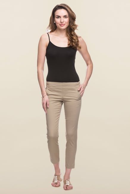 Cottonworld Dark Beige Cotton Pant Cottonworld Dark Beige Cotton Pant