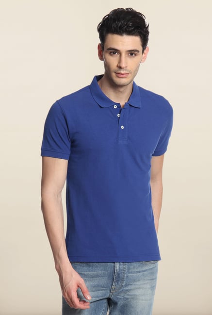 Cottonworld Blue Solid Polo T-Shirt Cottonworld Blue Solid Polo T-Shirt