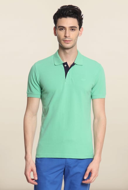 Cottonworld Sea Green Solid Polo T-Shirt Cottonworld Sea Green Solid Polo T-Shirt