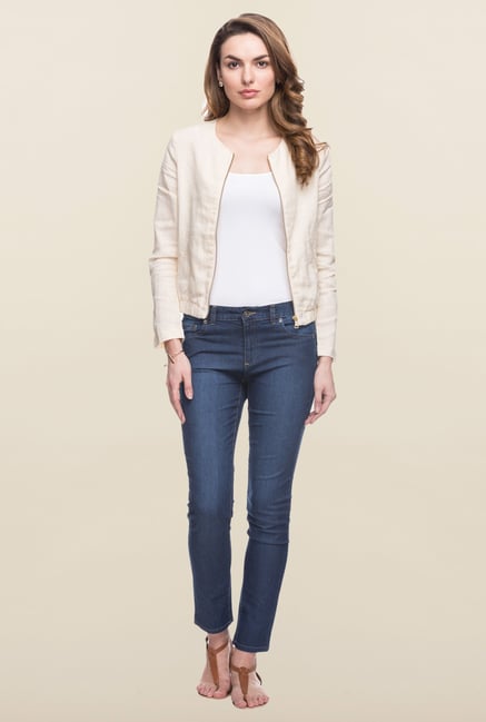 Cottonworld Ivory Solid Linen Jacket Cottonworld Ivory Solid Linen Jacket
