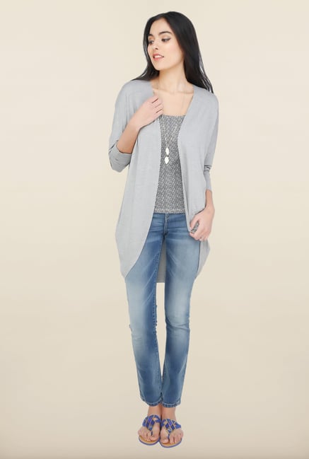 Cottonworld Grey Solid Cardigan Cottonworld Grey Solid Cardigan