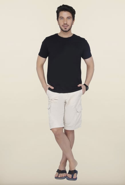 Cottonworld Cream Solid Cotton Shorts Cottonworld Cream Solid Cotton Shorts
