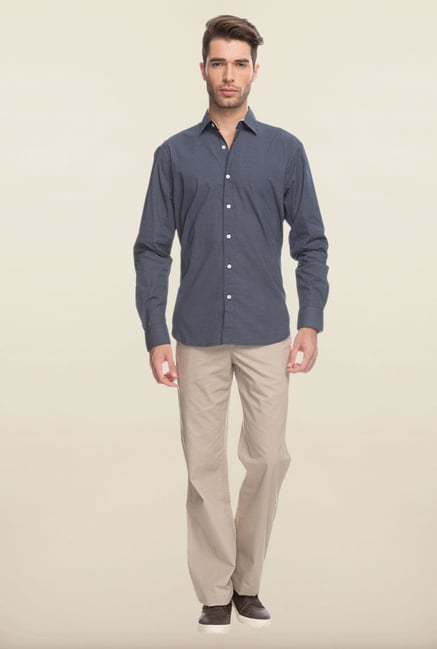 Cottonworld Navy Printed Casual Shirt Cottonworld Navy Printed Casual Shirt