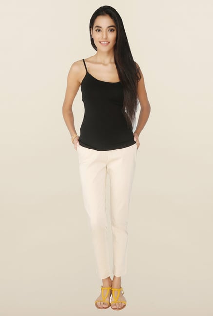 Cottonworld Beige Solid Cotton Pant Cottonworld Beige Solid Cotton Pant