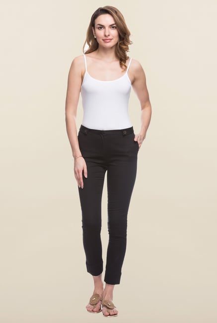 Cottonworld Black Solid Cotton Pant Cottonworld Black Solid Cotton Pant