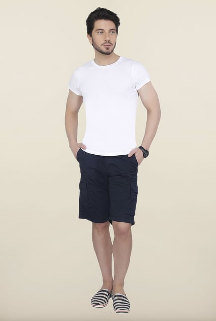 Cottonworld Navy Solid Cotton Shorts Cottonworld Navy Solid Cotton Shorts