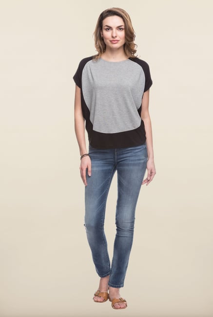 Cottonworld Grey Solid Casual Top Cottonworld Grey Solid Casual Top