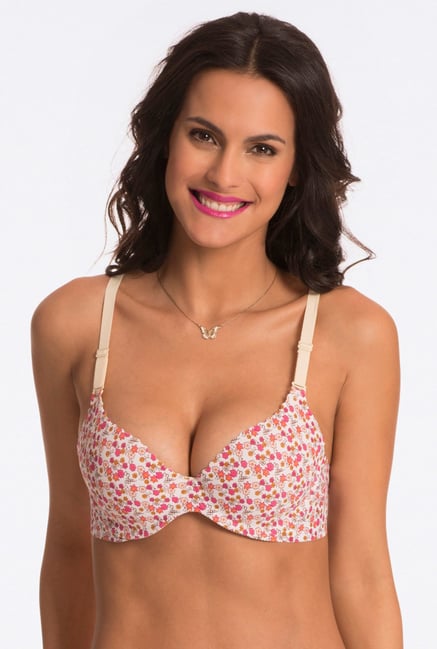 Pretty Secrets White Floral Print Under-Wired Bra Pretty Secrets White Floral Print Under-Wired Bra