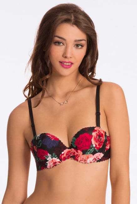 Pretty Secrets Black Floral Print Padded Bra Pretty Secrets Black Floral Print Padded Bra