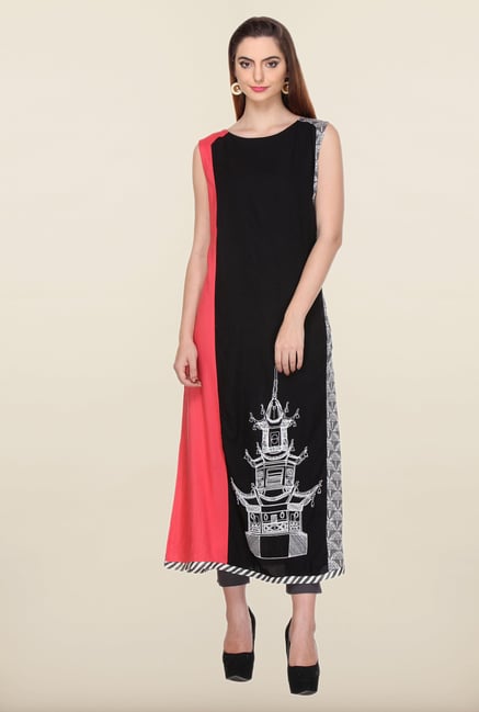 W Black Printed Ethnic Kurta W Black Printed Ethnic Kurta