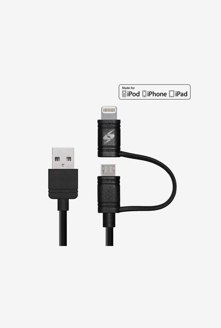 Amzer Apple MFi Certified 1M 2in1 Sync & Charge Cable Black Amzer Apple MFi Certified 1M 2in1 Sync & Charge Cable Black