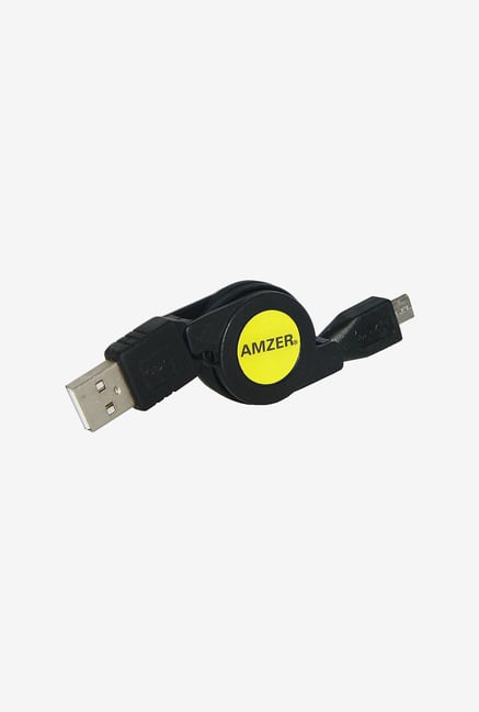 Amzer Micro USB Retractable Data Cable Black Amzer Micro USB Retractable Data Cable Black