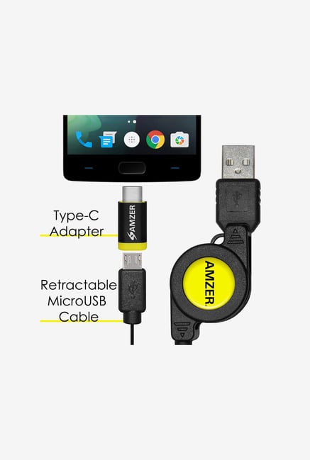 Amzer Micro USB Retractable Data Cable with Type-C Adapter Amzer Micro USB Retractable Data Cable with Type-C Adapter