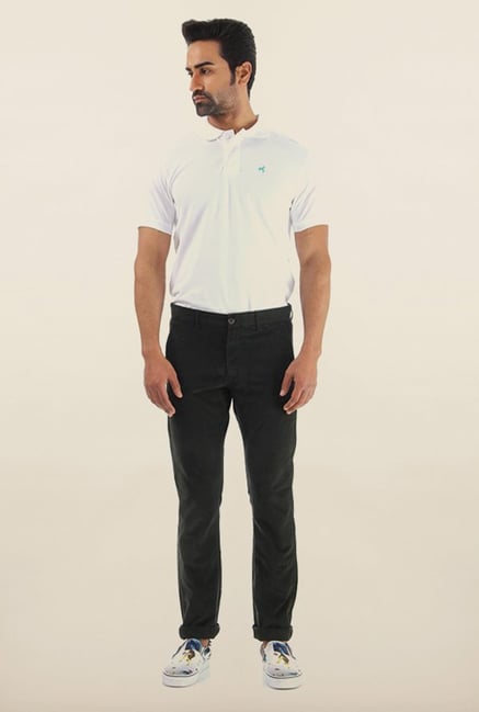 Shapes Olive Solid Slim Fit Chinos Shapes Olive Solid Slim Fit Chinos