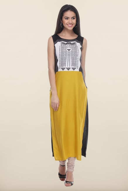 W Black & Yellow Printed Kurta W Black & Yellow Printed Kurta