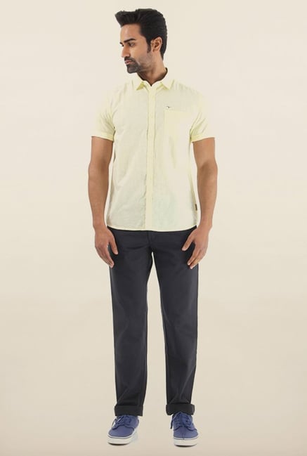 Shapes Navy Solid Slim Fit Cotton Chinos Shapes Navy Solid Slim Fit Cotton Chinos