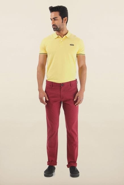 Shapes Plum Solid Slim Fit Chinos Shapes Plum Solid Slim Fit Chinos