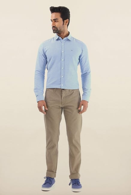 Shapes Beige Solid Slim Fit Chinos Shapes Beige Solid Slim Fit Chinos