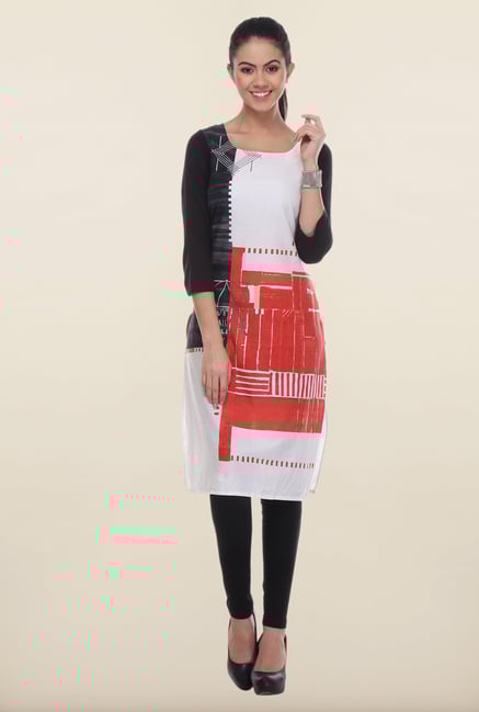 W White & Red Printed Kurta W White & Red Printed Kurta