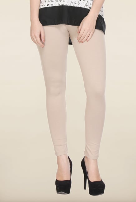 W Beige Solid Cotton Leggings W Beige Solid Cotton Leggings