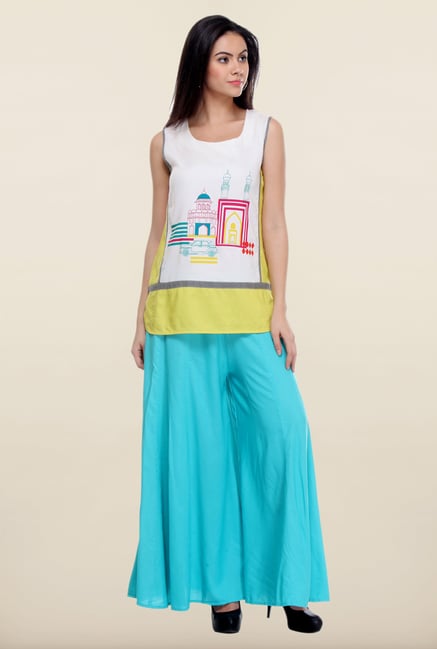 W Turquoise Solid Palazzo W Turquoise Solid Palazzo
