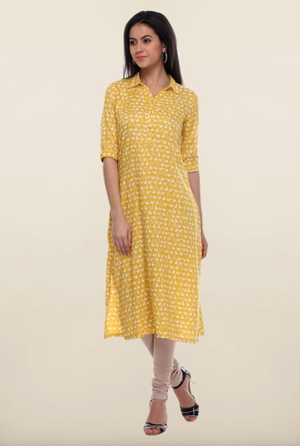 W Yellow Repeat Print Kurta W Yellow Repeat Print Kurta
