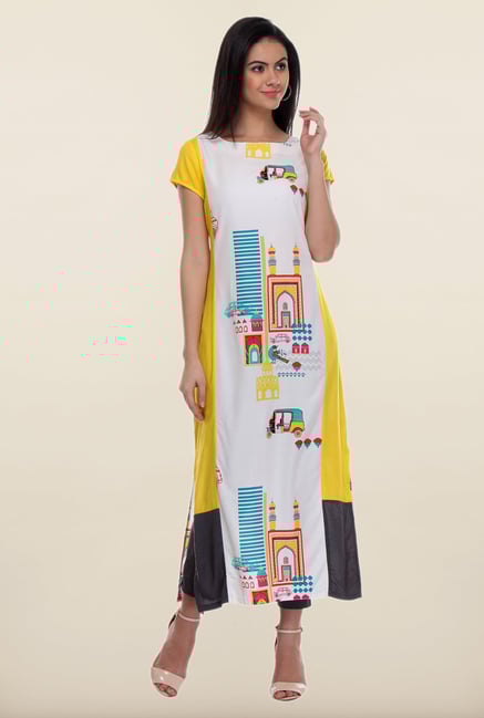 W White & Yellow Printed Kurta W White & Yellow Printed Kurta