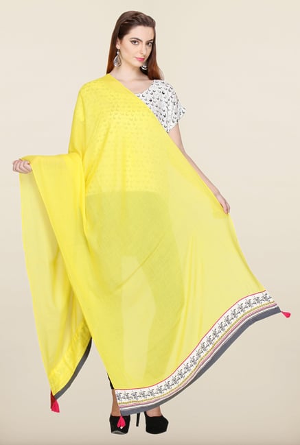 W Yellow Cotton Dupatta W Yellow Cotton Dupatta