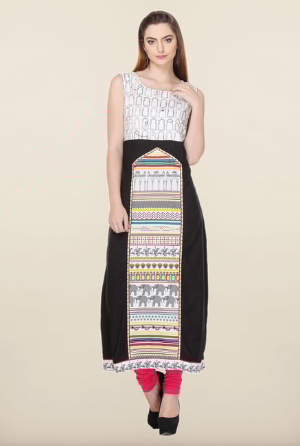 W Black & White Sleeveless Kurta W Black & White Sleeveless Kurta
