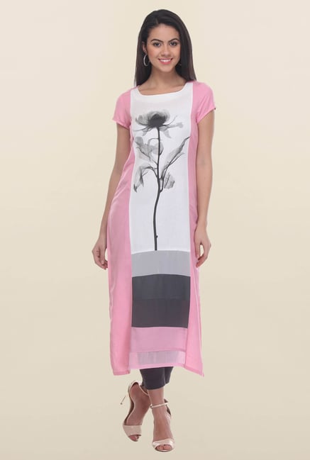 W Pink & White Printed Kurta W Pink & White Printed Kurta