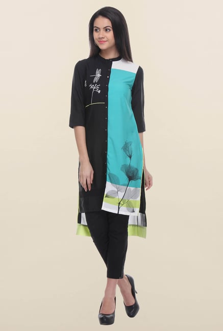 W Black & Blue Printed Kurti W Black & Blue Printed Kurti