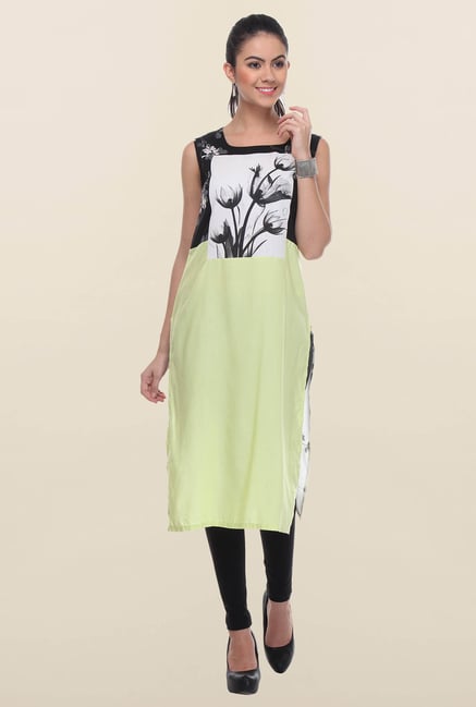 W White & Lime Printed Kurta W White & Lime Printed Kurta