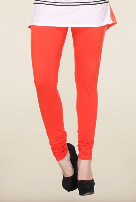 W Red Solid Cotton Leggings W Red Solid Cotton Leggings
