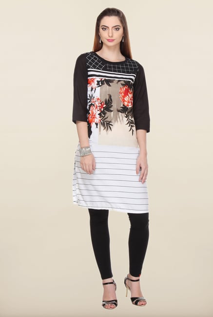 W Black & White Printed Kurti W Black & White Printed Kurti