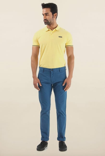Shapes Blue Solid Slim Fit Chinos Shapes Blue Solid Slim Fit Chinos